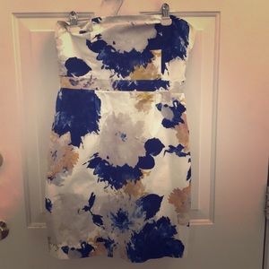 Watercolor floral strapless dress, JCREW